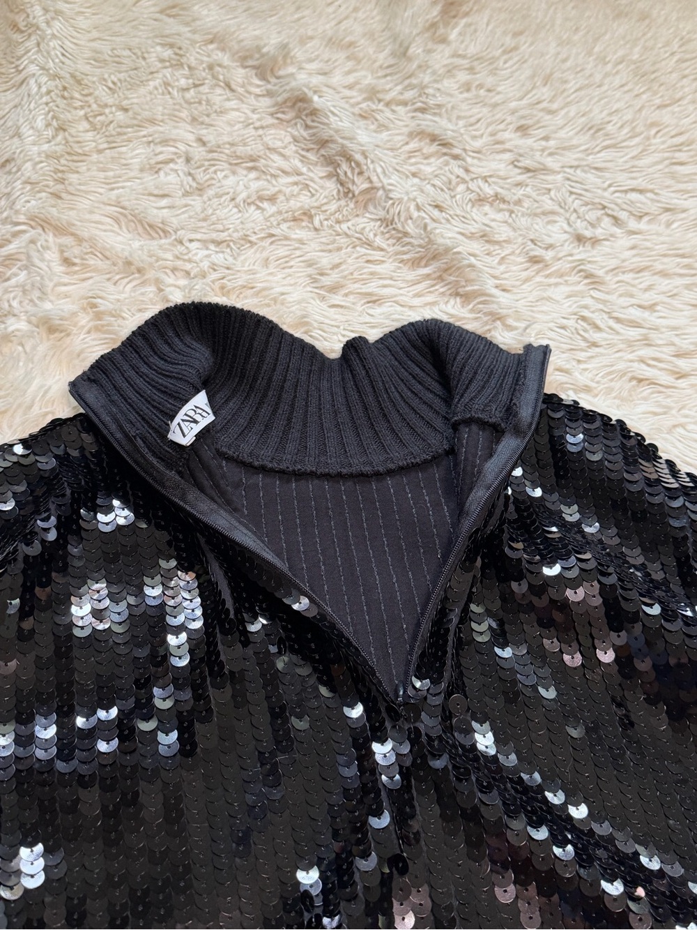 Zara Long Black Sequin Limited Edition Dress - Size Medium - Picture 5 of 6